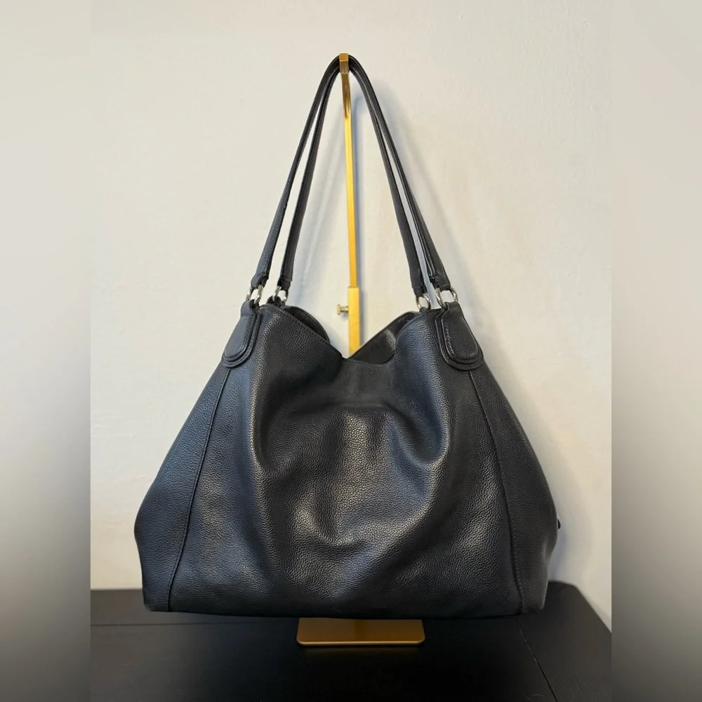 Coach Kristin Black Pebbled Leather Zip Hobo Bag - Gold Hardwared - Style 33547